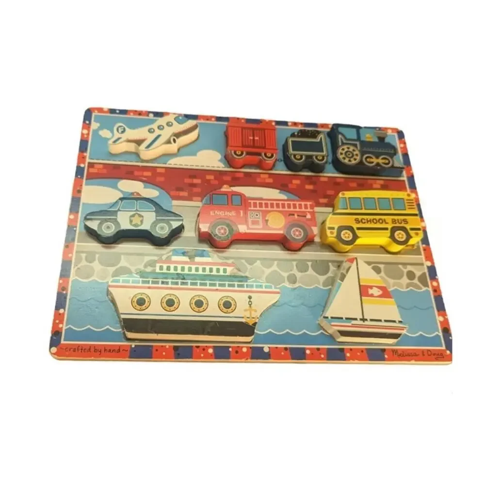 Melissa & Doug 9 Piece Vehicles Colorful Wooden Chunky Puzzle